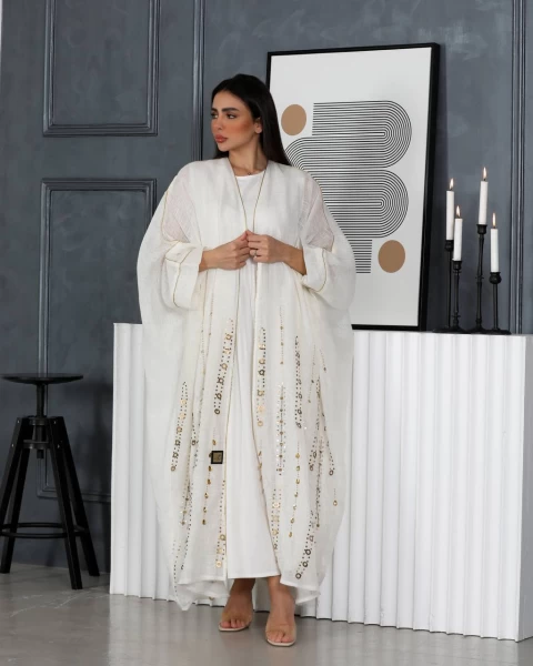 White Linen Bisht IB137 White